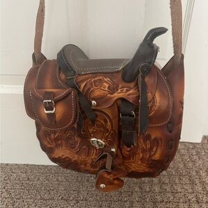 Handcrafted Brown Leather Saddle Bag